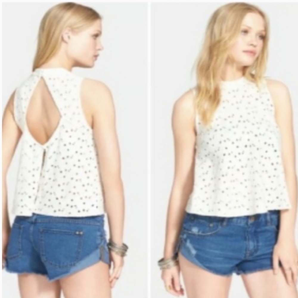 Free People Cupcake Mali Eyelet Swing Crop Top - Picture 3 of 7